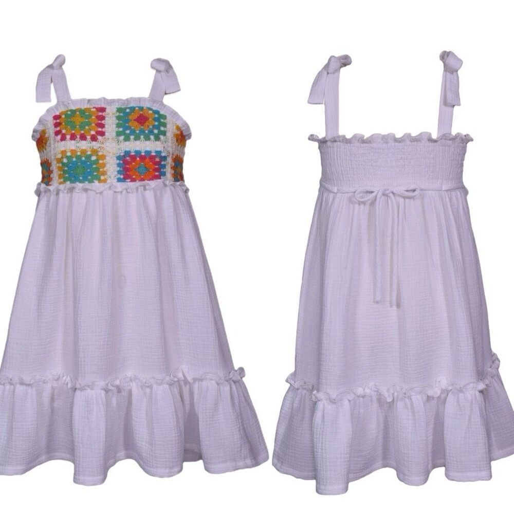 NWT Iris & Ivy kids embroidered tiered white sundress, Size 4 - Picture 2 of 12
